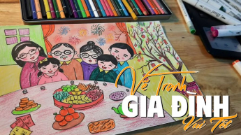 Vẽ Tranh Gia Đình Vui Tết